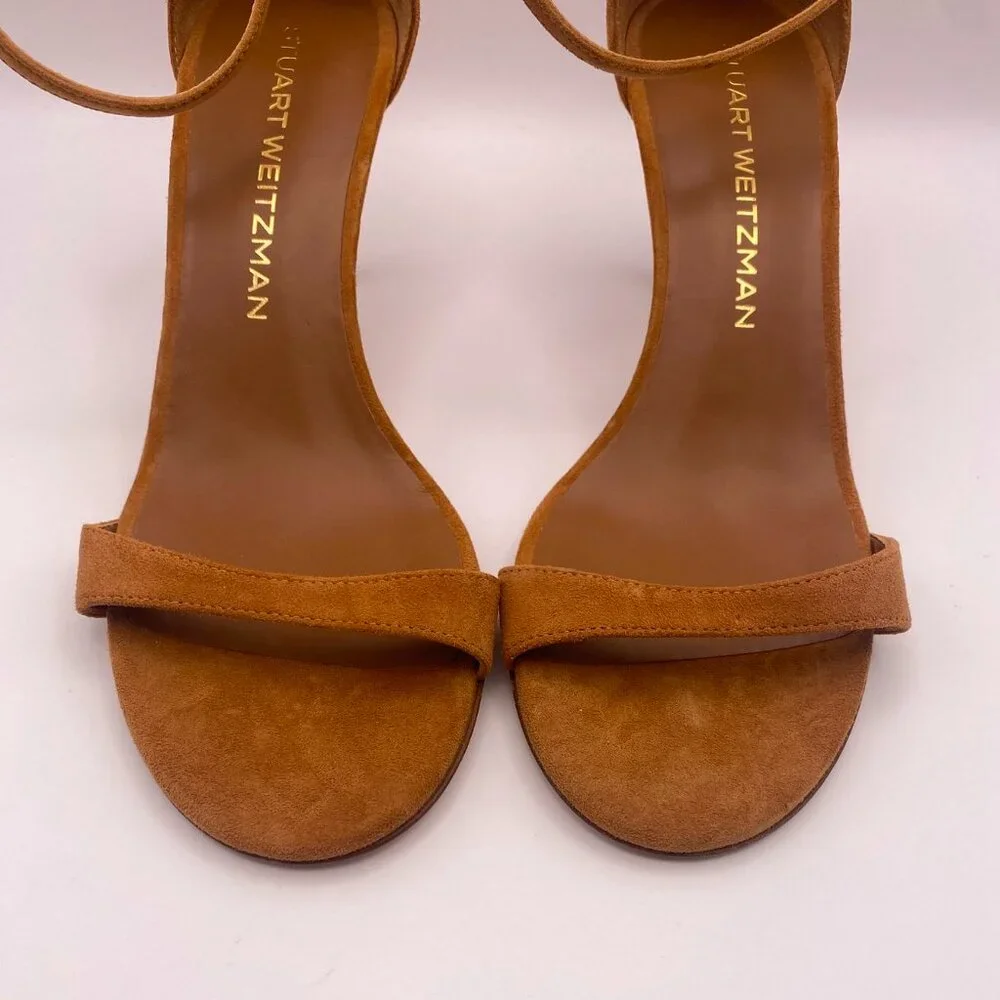 Stuart Weitzman Womens Hazel Brown Suede Strap Nudist II 75 Sandal - Picture 4 of 8